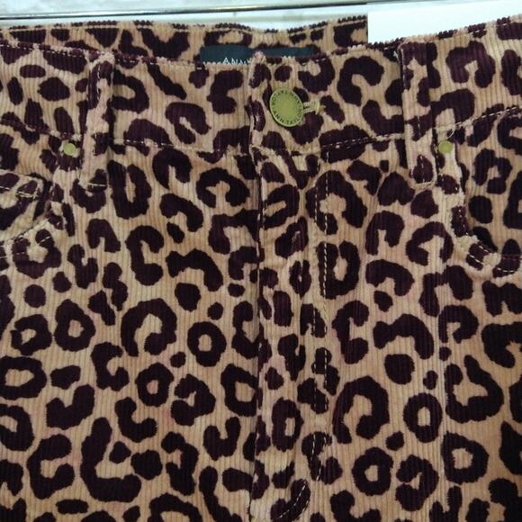 O Ann Taylor Brown Cheetah Animal Print Highest Rise Skinny Corduroy Pants NWT 2 - Picture 2 of 10